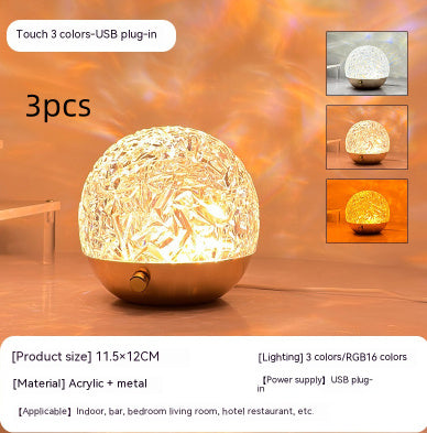 Nouveau projecteur de rippage de l'eau Lumière de nuit Crystal lampe de lit de lit de chambre à coucher pour la maison décoration esthétique cadeau de Noël au coucher du soleil