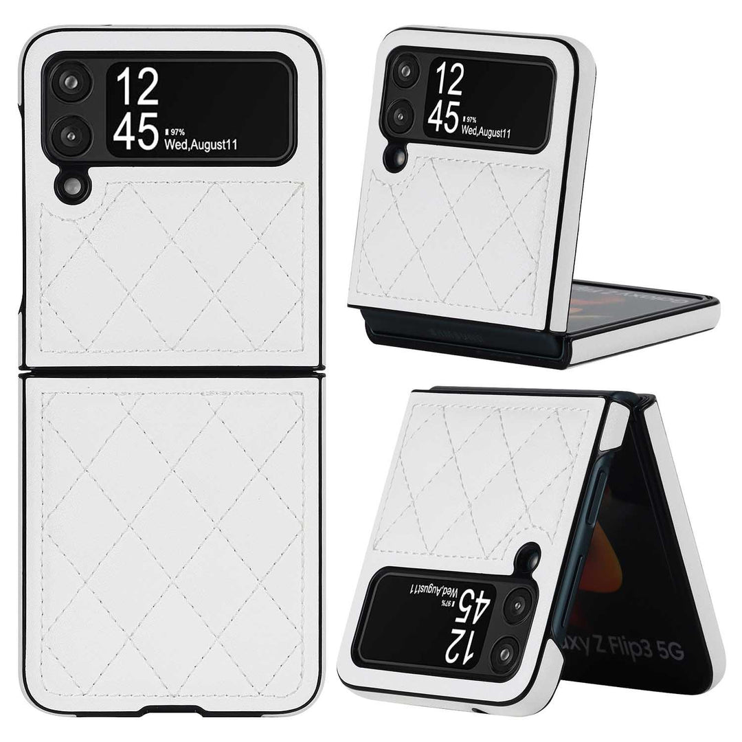 Foldable Screen Textured Lambskin Plaid Phone Case