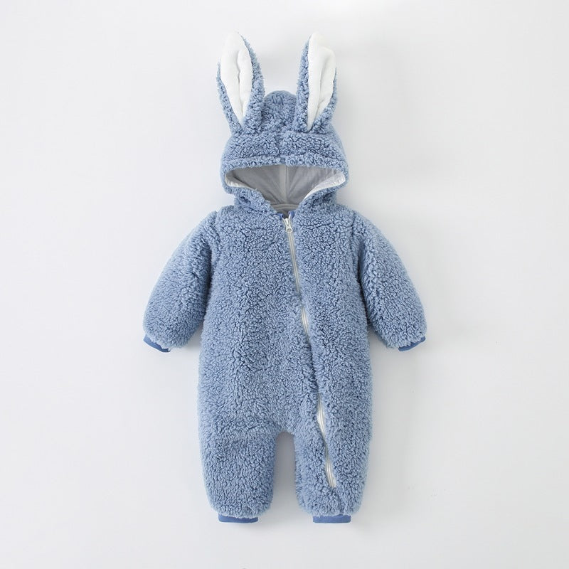 أزياء الطفل بذلة آذان الأرنب الدافئة
