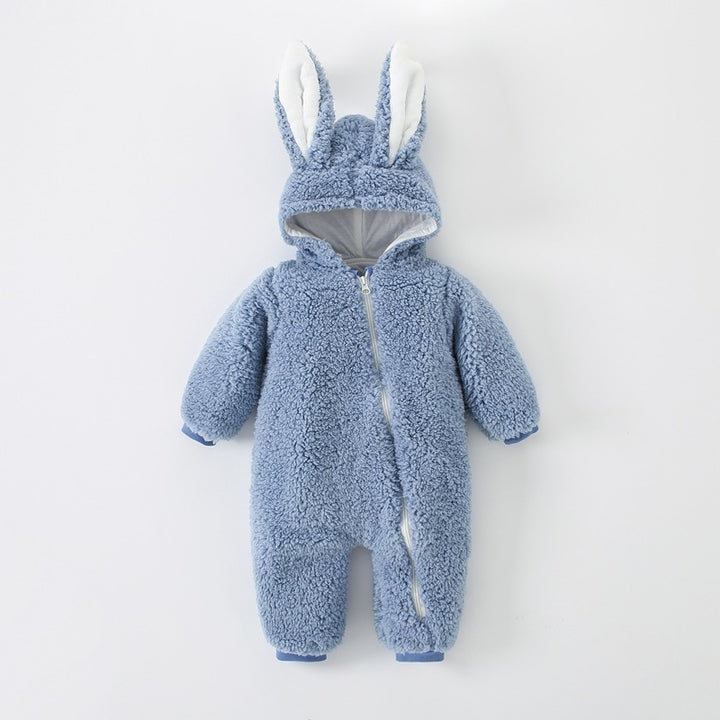 Mode baby warme konijn oren jumpsuit