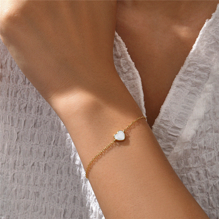 Simple Peach Heart Drop Oil Bracelet Cold Style Bracelet Wrist Ring