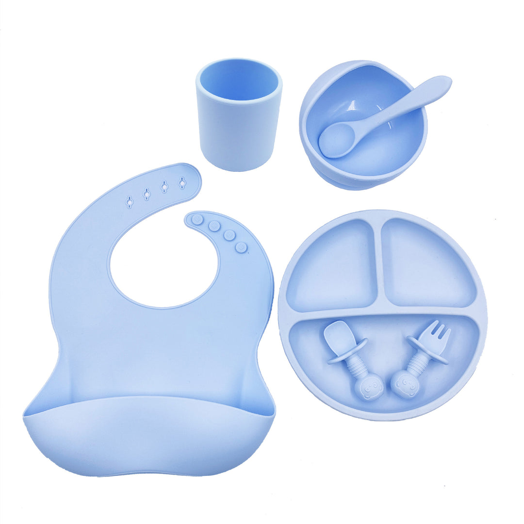 Set de cubiertos de bebé Silicona babero Copa de copa de silicona