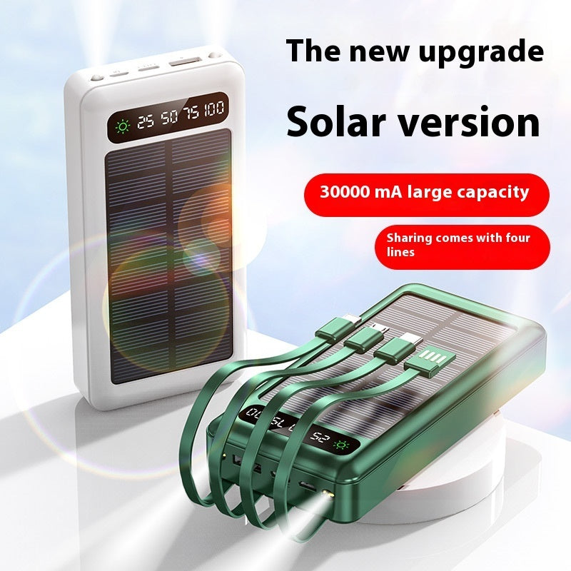 Solar With Cable Power Bank 30000 MA Mobile Power Supply