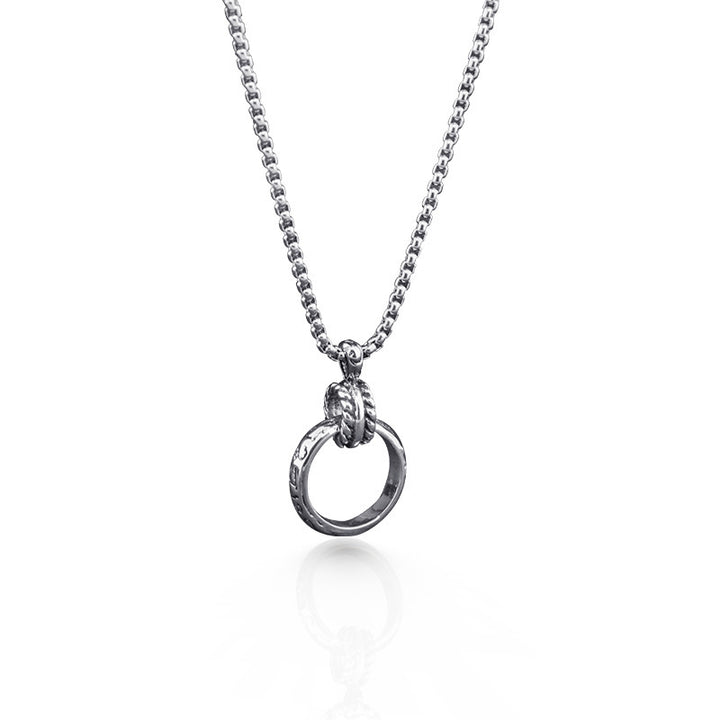 Ring ketting met zes woorden titanium stalen hanger lange trui ketting