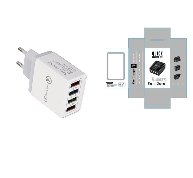 USB -Ladegerät Schnellladung 3.0 4 Telefonadapter für Tablet Tragbares Wall Mobile Ladegerät Schnelles Ladegerät