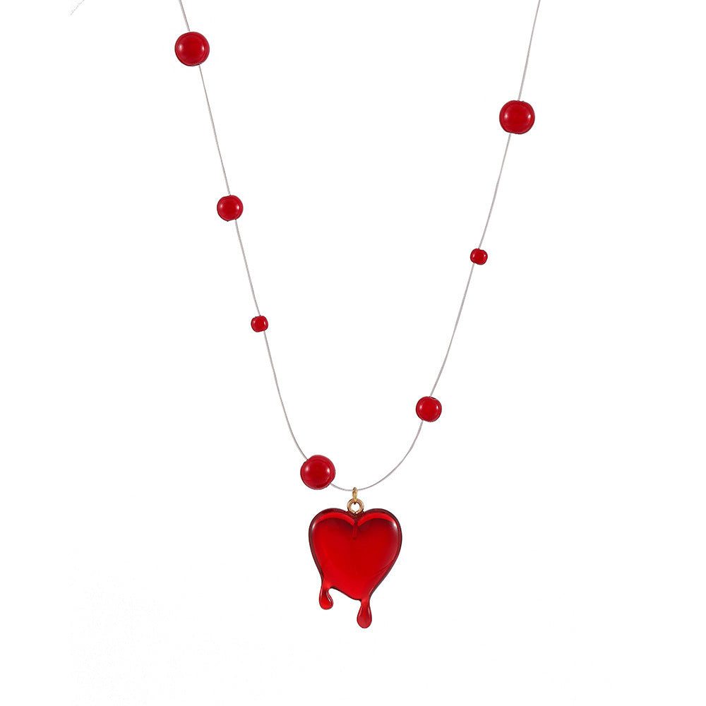 Fashion Halloween Red Love Blood Drop Beads halskjede