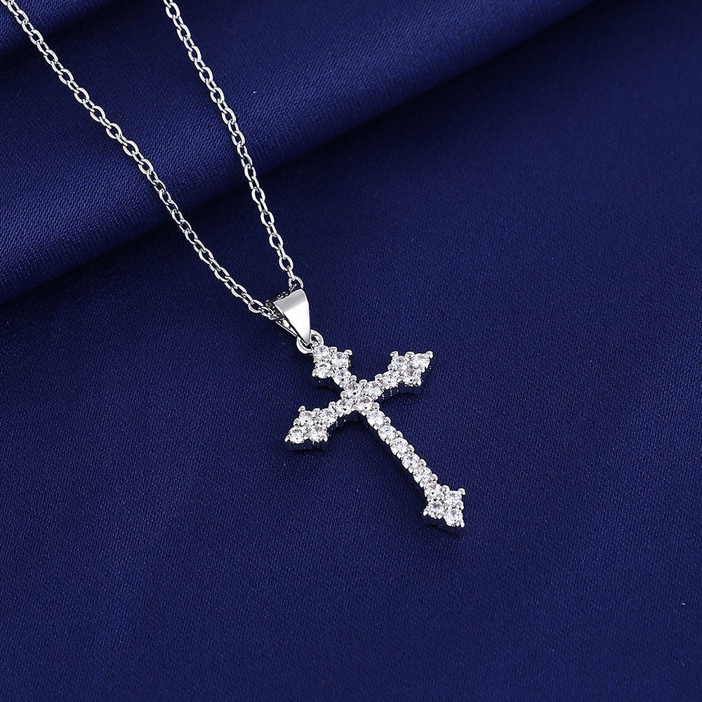 Necklace Simple Diamond Cross Pendant Cross-border E-commerce Wholesale