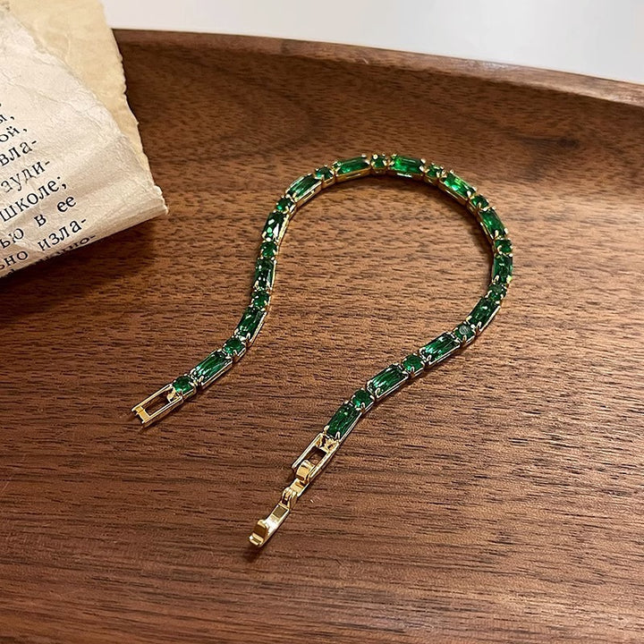 Kupfer -Mikro -Inlay -Vintage Emerald Zirkonarmband