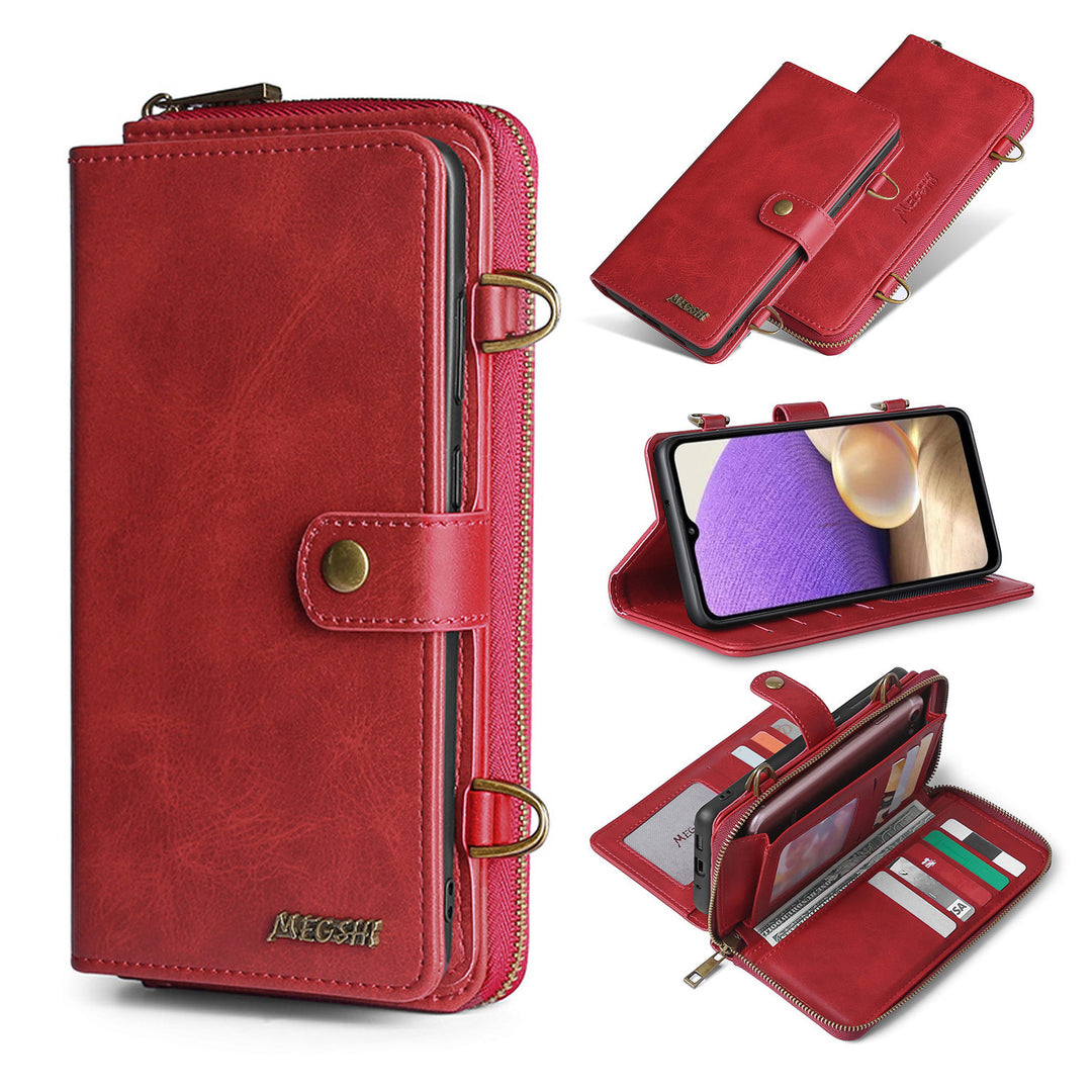 Kompatibel mit multifunktionaler Brieftasche, Mobiltelefonhülle, Handy Leder -Hülle diagonal