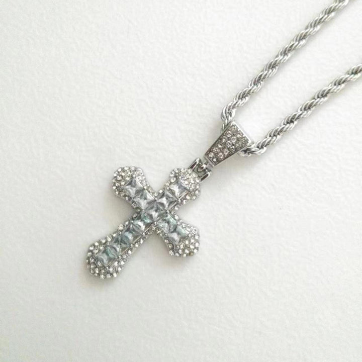 European And American Diamond Cross Necklace Hip Hop Trend