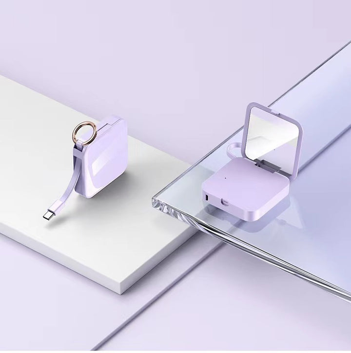 Mini Keychain viene con un banco de carga móvil con espejo móvil con belleza con ala de diamantes.