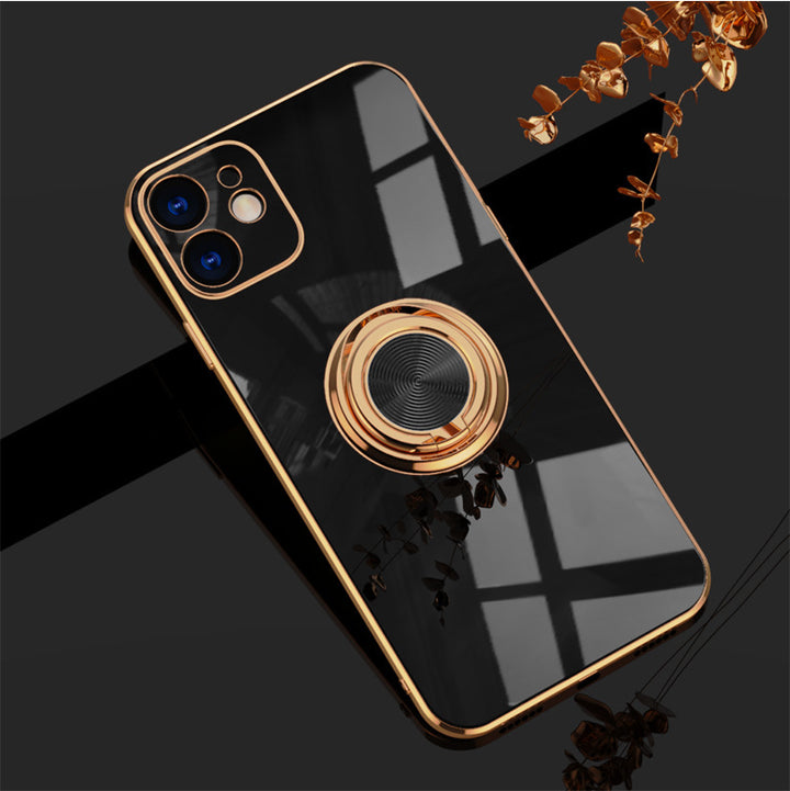 Car Electroplating Solid Color Ring Phone Case