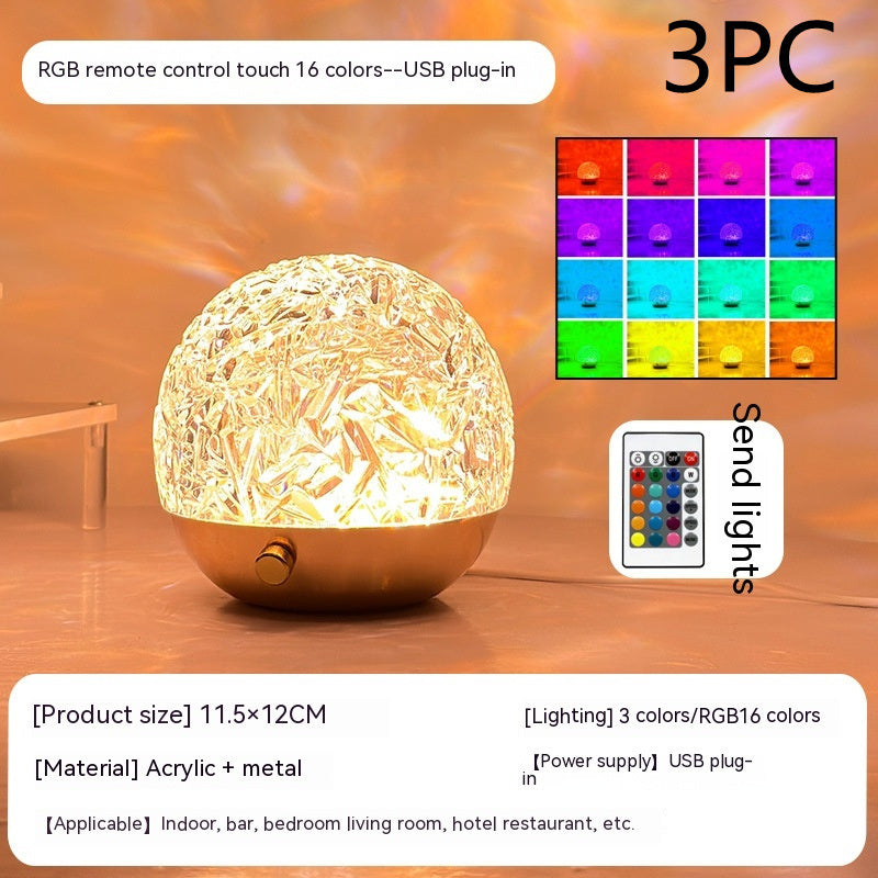 New Water Ripple Projector Night Light Crystal Mood Lamp Bedside Home Bedroom Decoration Aesthetic Christmas Gift Sunset Lights