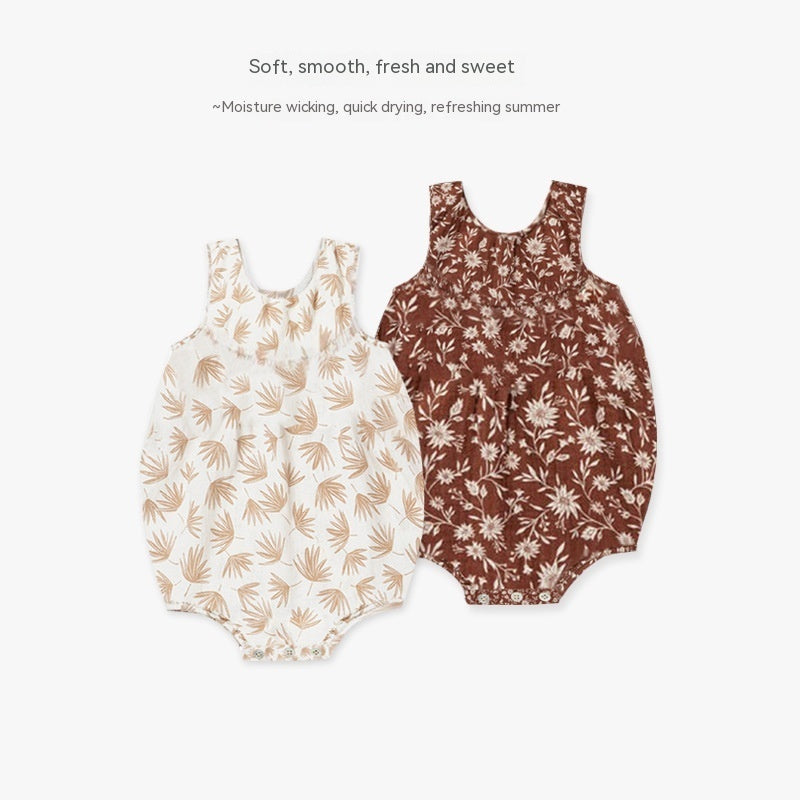 Summer Baby Rompers algodón algodón transpirable de una pieza Nordic Style Floral sin mangas