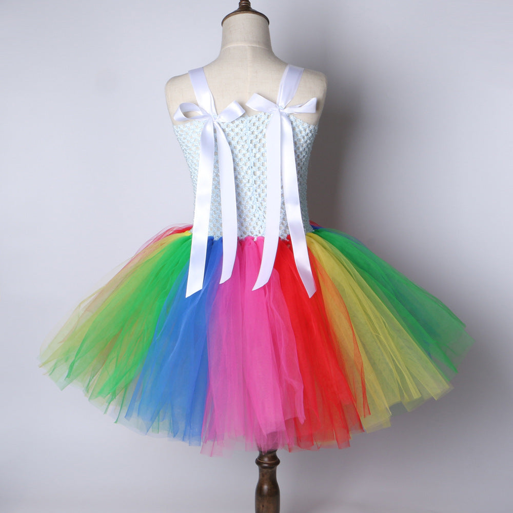 Gyerekek háló fonal szivárvány show hercegnő ruha