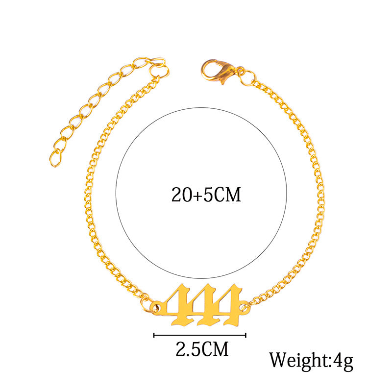 Stainless Steel Number 444 Chain Bracelets For Women