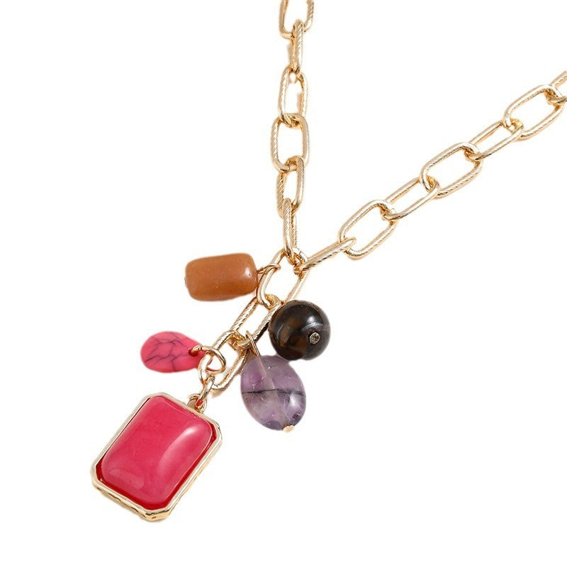 Entrée de tempérament Lux Collier pendentif en couleur pour les femmes européennes et américaines