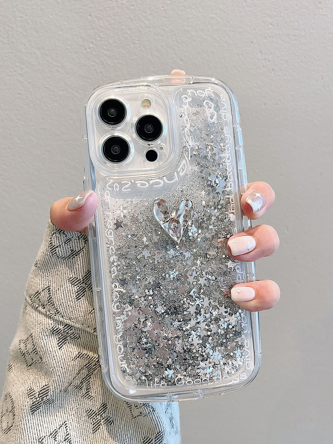 Silver Love Quicksand Shell Suitable For Phone Case