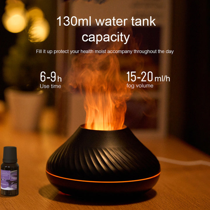 Difusor de aroma de llama RGB más nuevo 130 ml 3d colorido humidificador de fuego volcándo de volcán