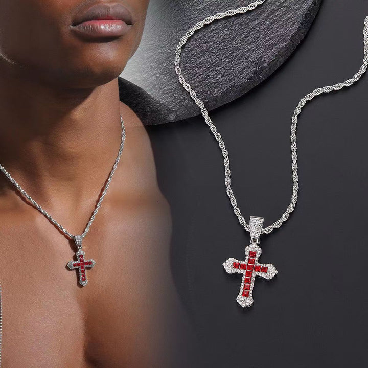 European And American Diamond Cross Necklace Hip Hop Trend