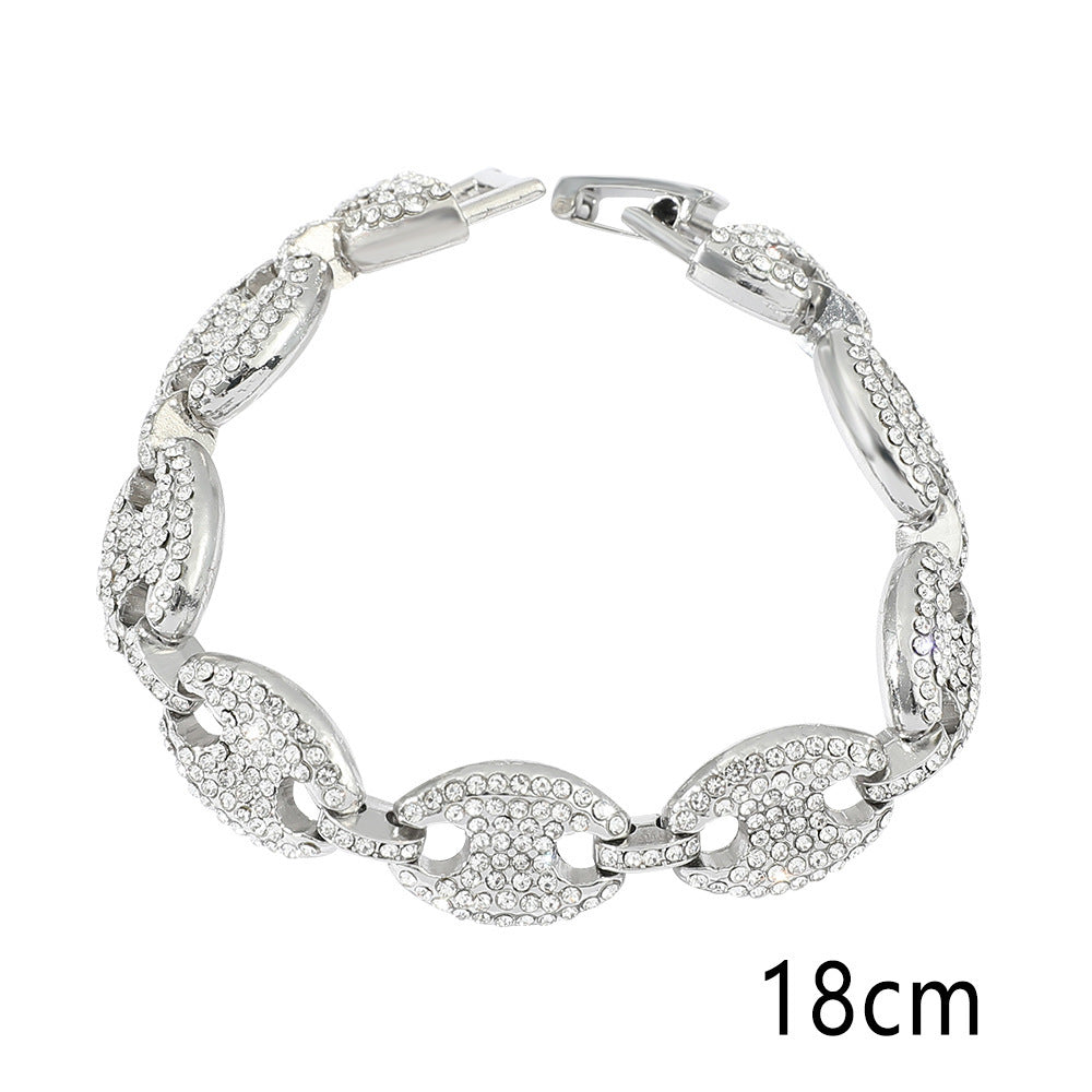 Pulsera de nariz de cerdo de diamante de botón para mujeres