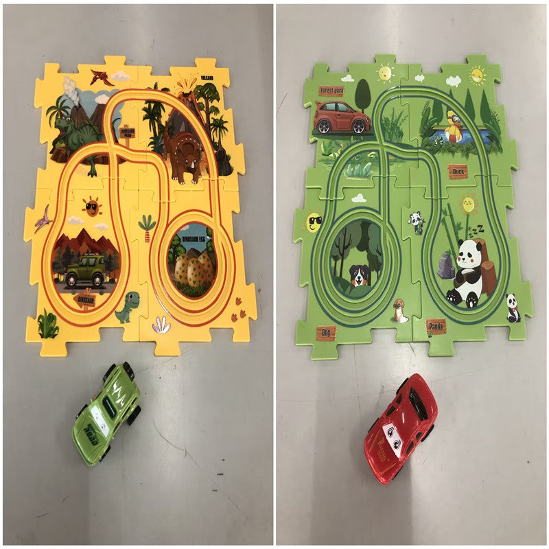 Kinder Puzzle Elektrik Railroad Speeder DIY Assembly Elektroauto Automatische Bahnstädte Bauen Bildungs ​​Geschenk Spielzeuggeschenk