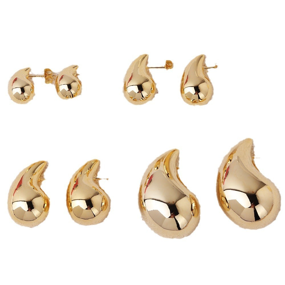 Copper Plating 18K Real Metal Drop-shaped Earrings For Women