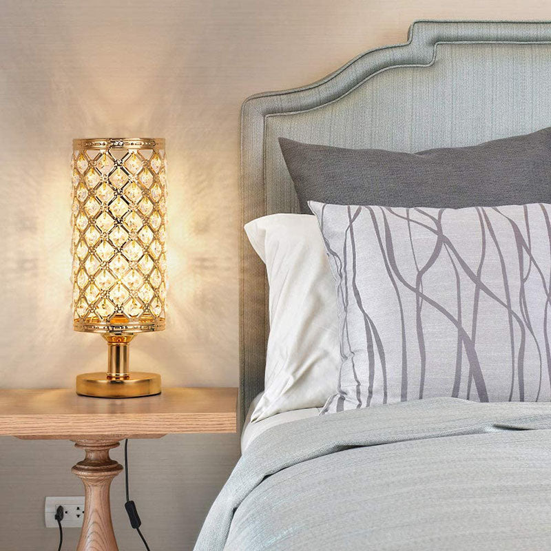 Ny modern kristallbordslampa med elegant personlighet och varm sängdekoration för sovrum och vardagsrum