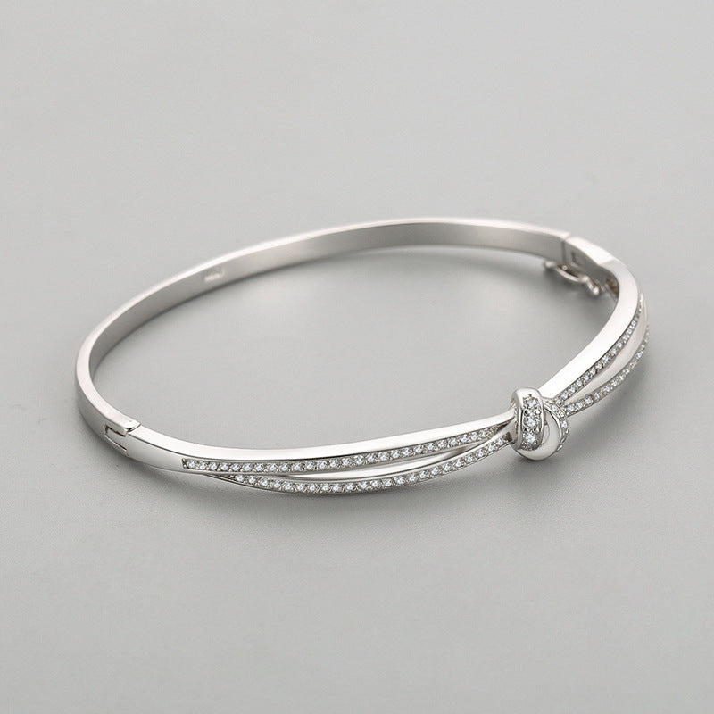 Women's Bends And Hitches Open Diamond S925 Silver Bracelet