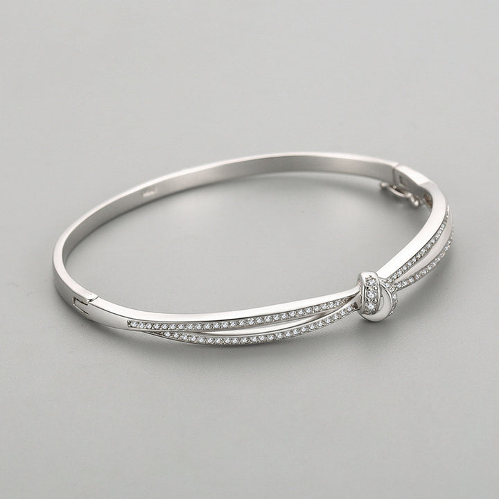 Curve da donna e intoppi aperti Diamond S925 Bracciale d'argento