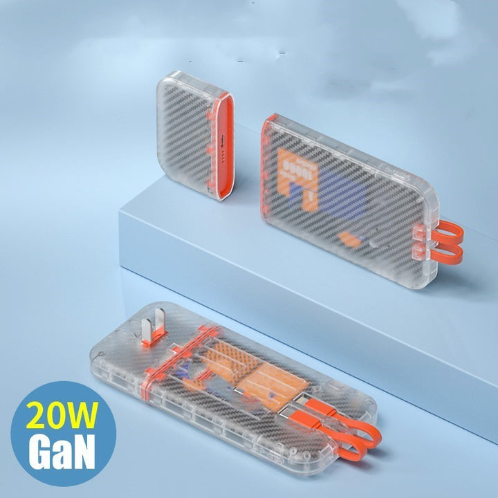 Banco de carga transparente separación de succión magnética Tipo 45W La carga rápida viene con enchufe de alambre