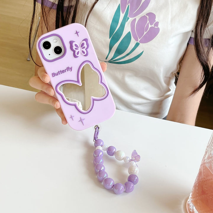 Étui de téléphone en silicone miroir pour papillon violet