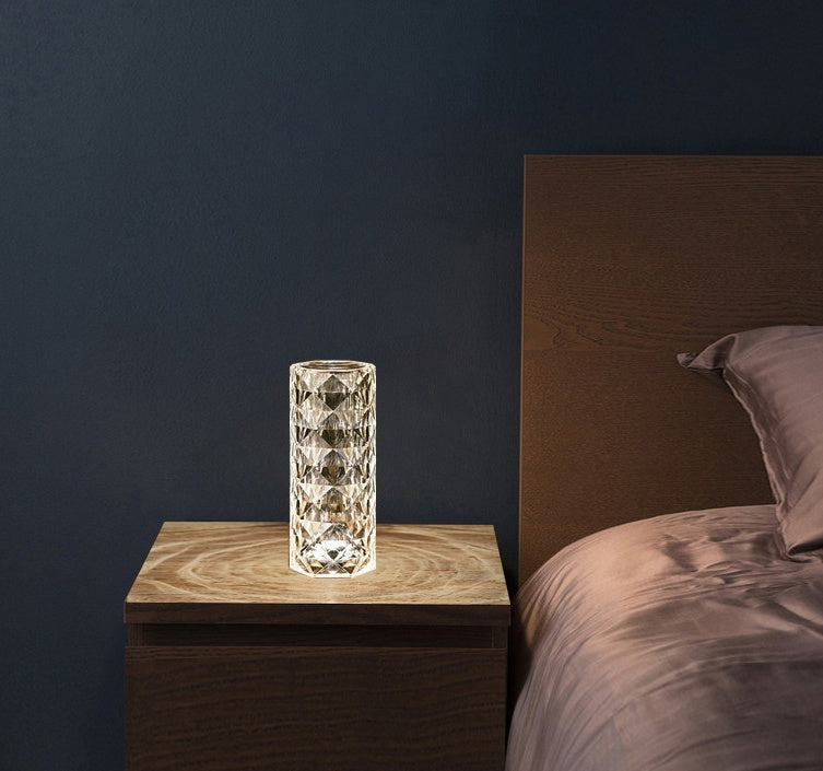 Lámpara de cristal nórdica lámparas de mesa usb de dormitorio atmósfera de atenuación de diminación de diamantes decoración de la lámpara de proyector de rosa