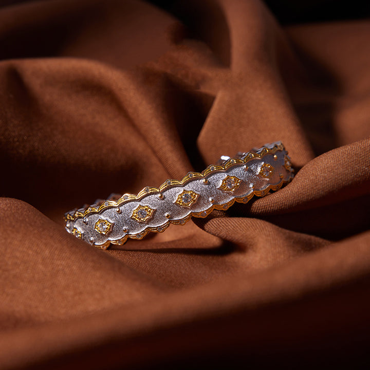 Silver Gold Plated Court Diamond Inlay Bracelet