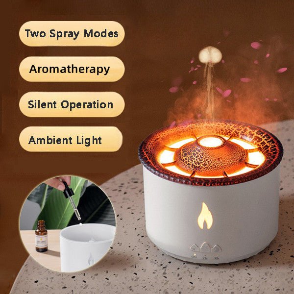Nuevo creative ultrasónico esencial Humidificador Volcano Aromaterapia Máquina de la máquina Spray Jellyfish Air Flame Humidificador