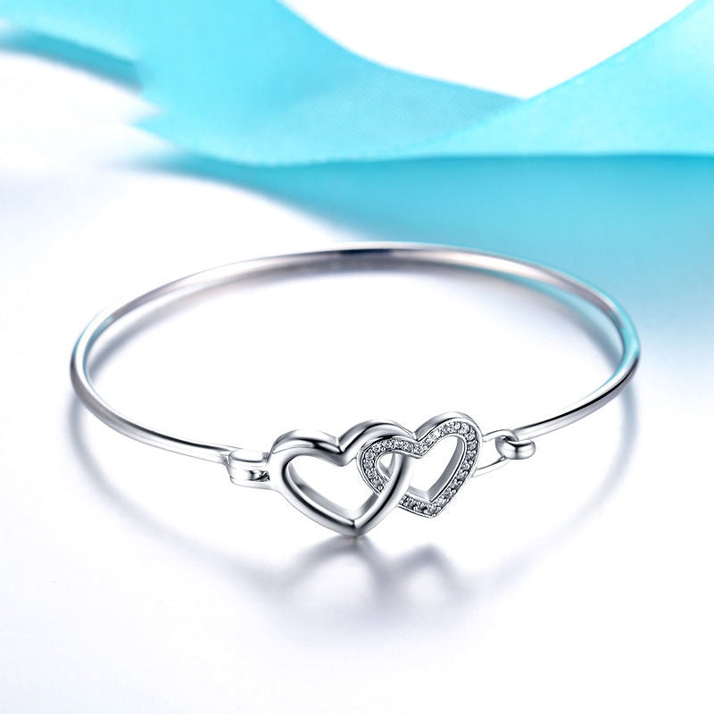 Серебряный браслет женский овальный браслет любовь браслет в форме сердца