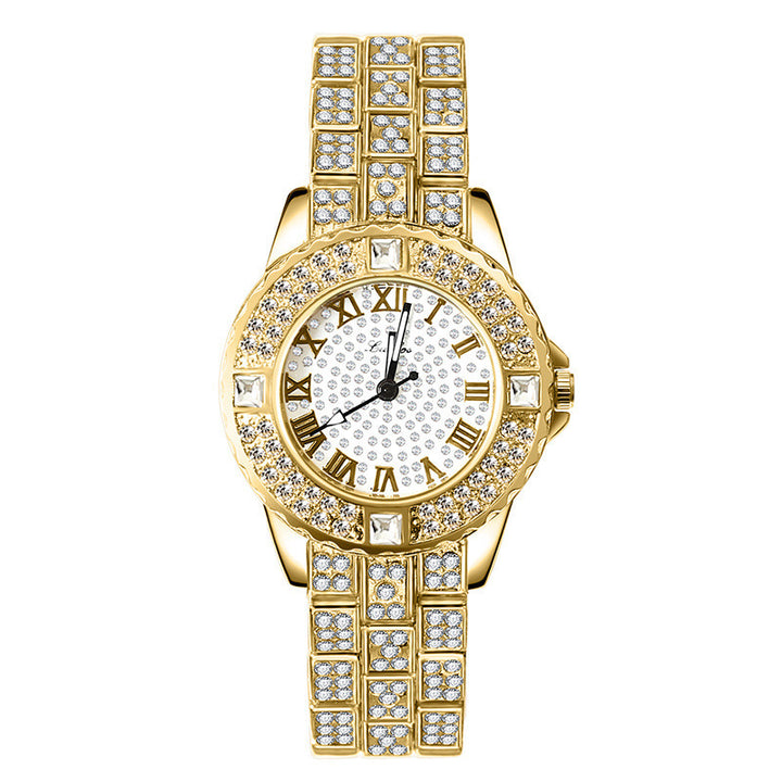 Kvinnors mode Simple Rhinestone Alloy Quartz Watch