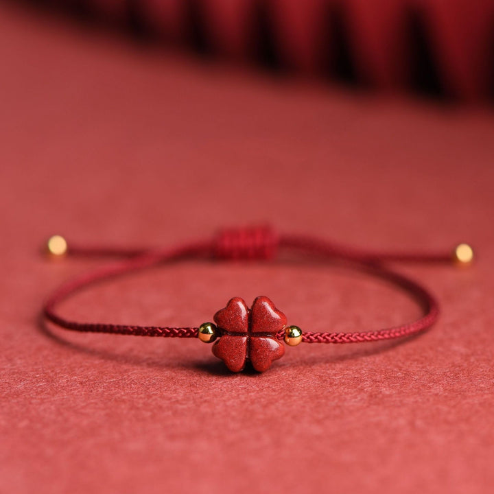Cinnabar Clover Red Rope Bracelet