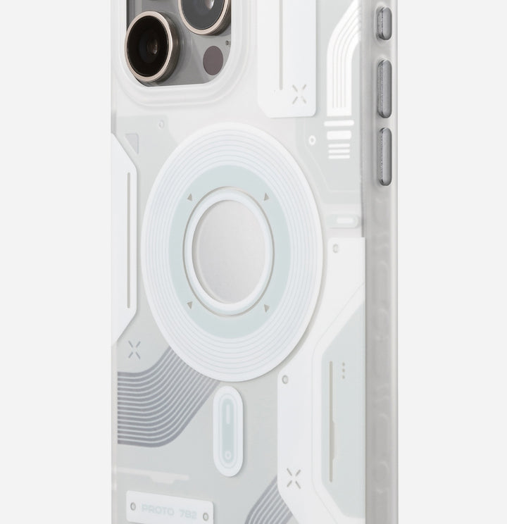 White Mech Double-layer Magnetic Phone Case