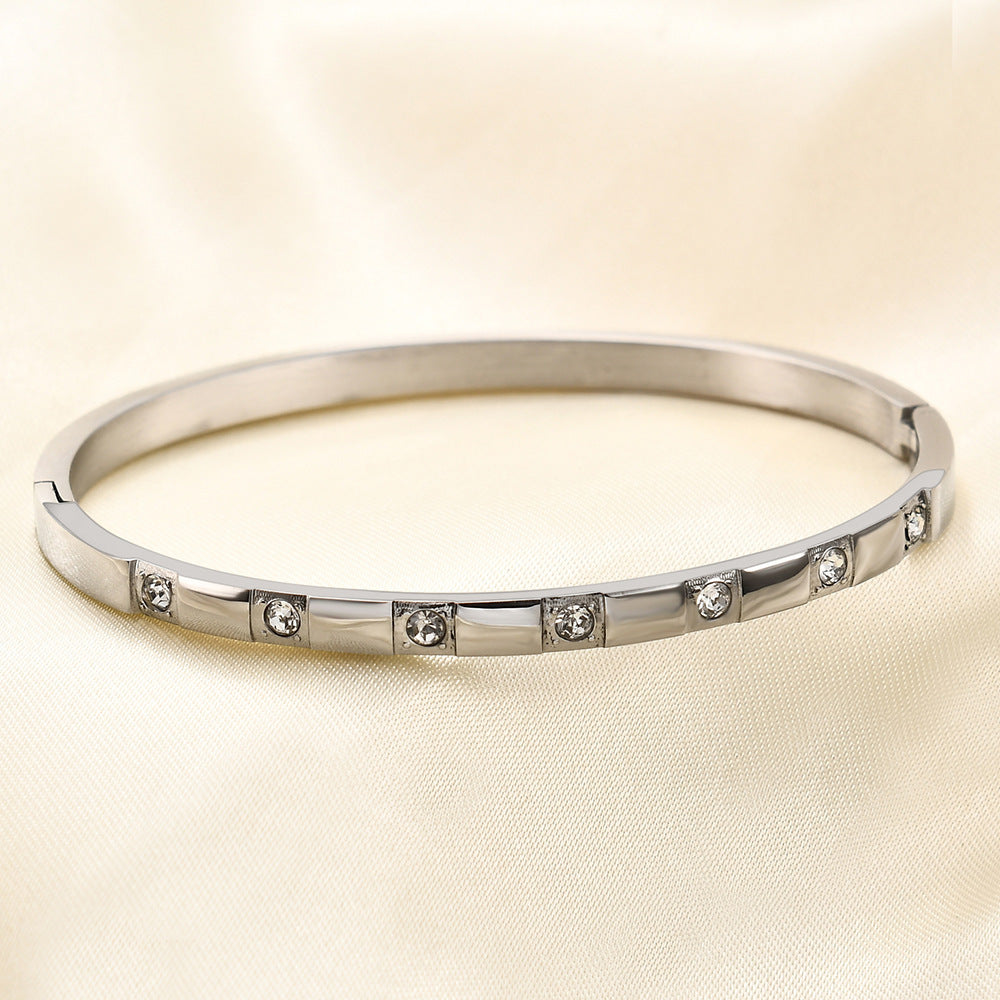 All-match Inlaid Zirconium Bracelet Fashion Couple Simple Bracelet