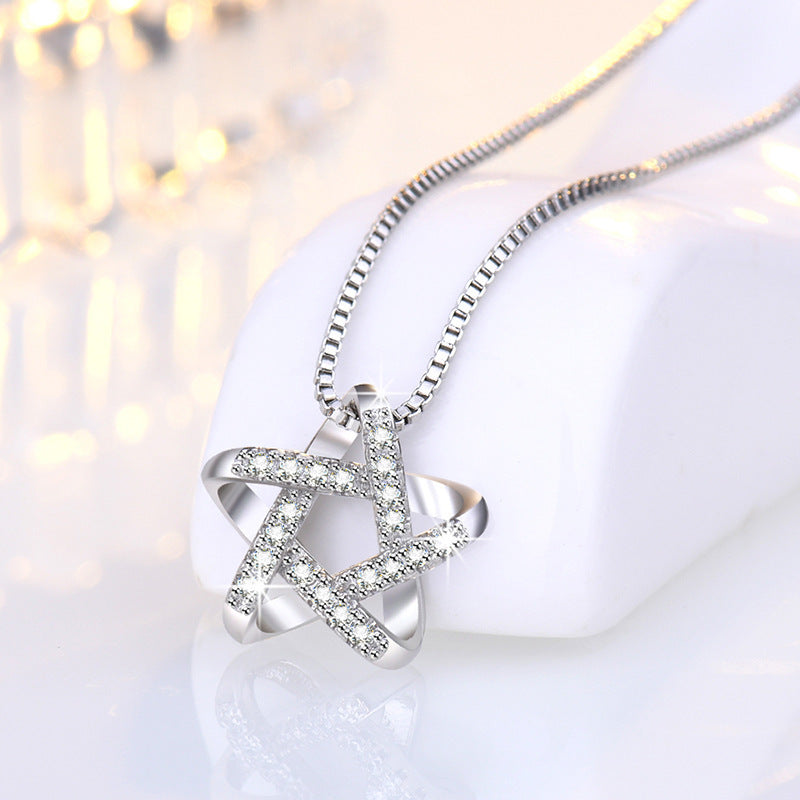 Ny Hollow Star -halsband med strass sommar Simple Fashion Pendant Clavicle Chain Women's Jewelry