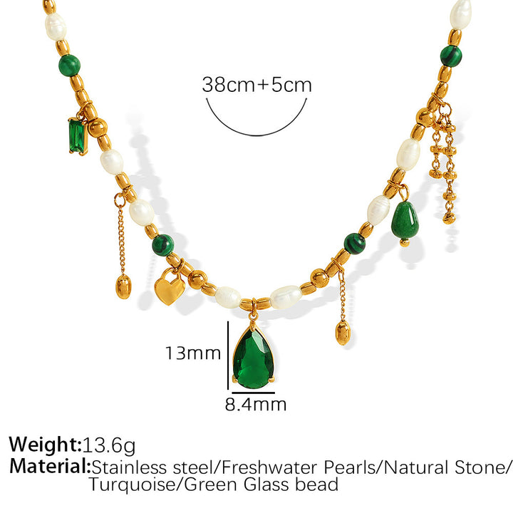 Collier de perles artificielles de pierre naturelle zircon et de perle artificielle de pierre naturelle de haut niveau abordable de style français