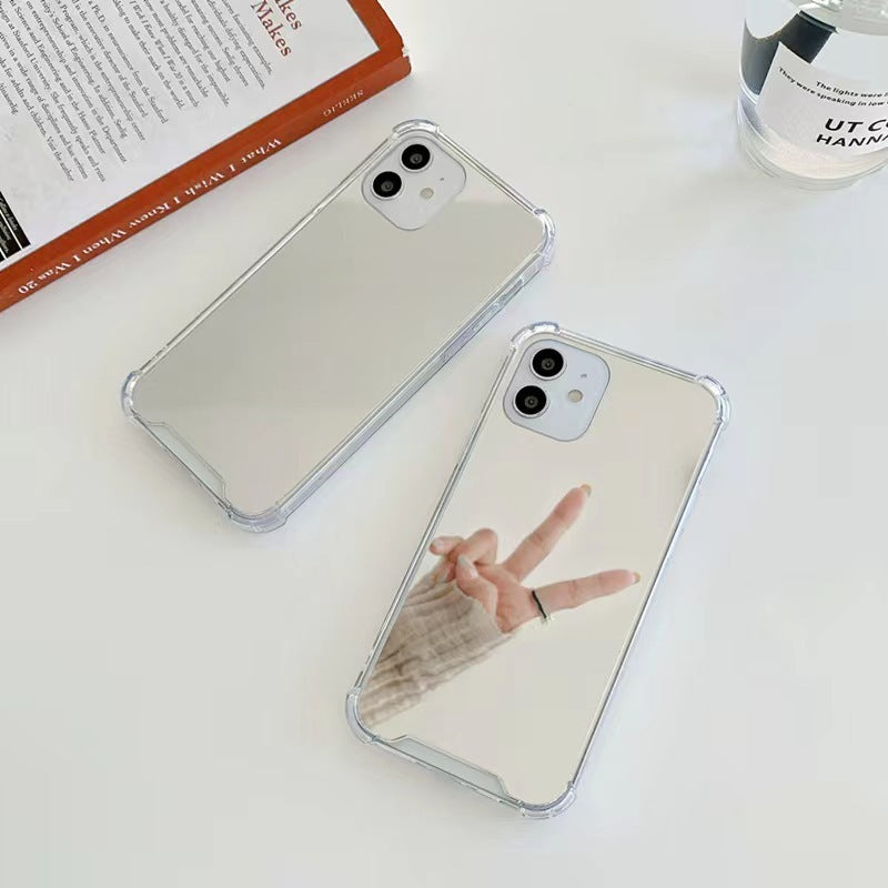 New Mirror Phone Case Drop-resistant Mirror Full Cover Transparent Painted Protective Cover