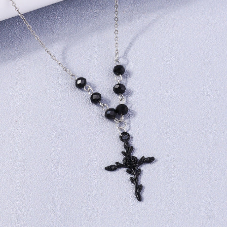 Women's Cross Beaded Necklace Clavicle Chain