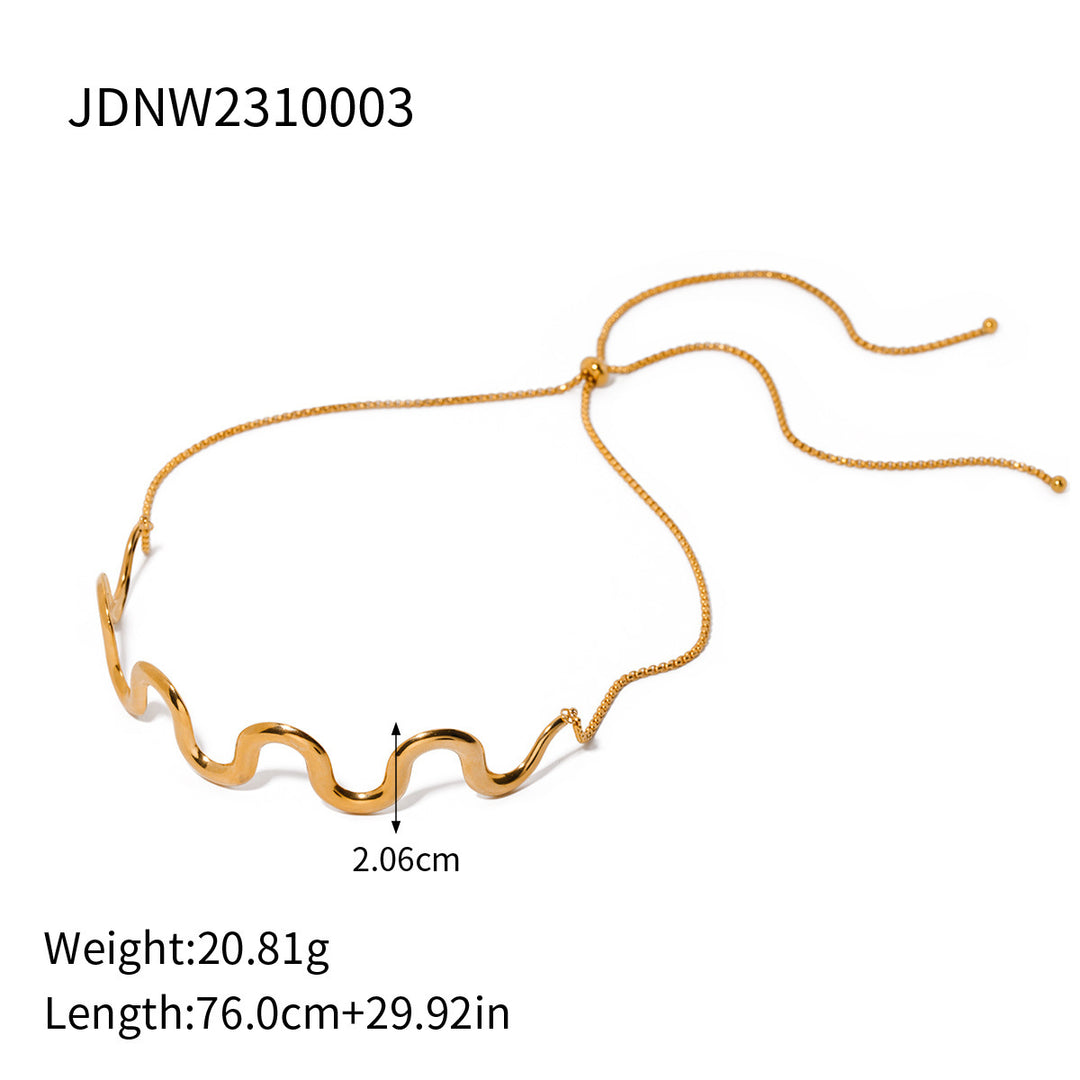 18K Gold Stainless Steel Wave Pull-out Necklace