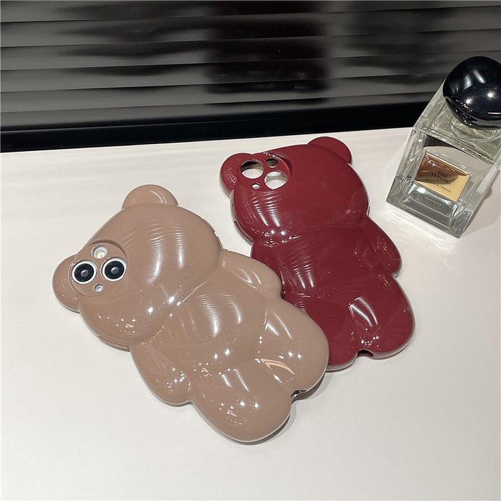 Vaste kleur driedimensionale beer schattige anti-fall schattige nieuwe anti-fall telefoonhoes