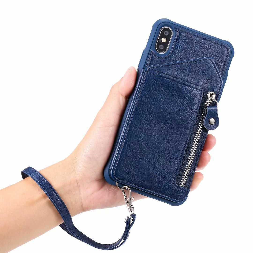 Zipper Wallet Case With Stand Tpu Anti-fall Shell