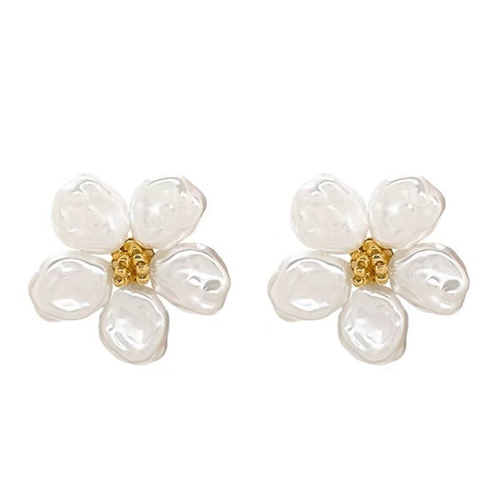 Pendientes de perlas de flores barras de moda femenina