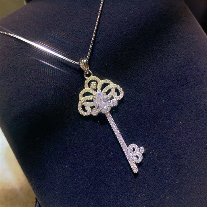 Oval 1 Karat Moissanit Schlüsselanhänger Halskette für Frauen