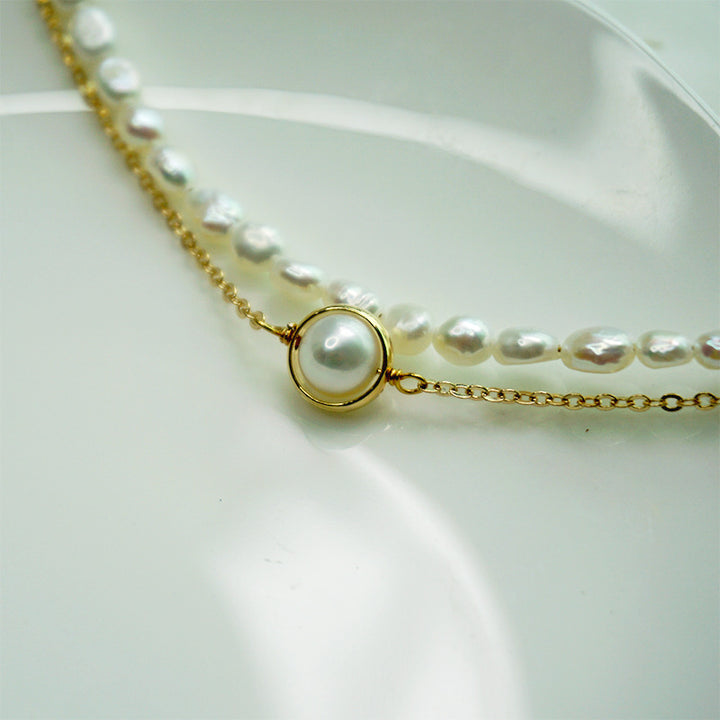 Women's Baroque Freshwater Pearl Simplicity Double-layer Bracelet
